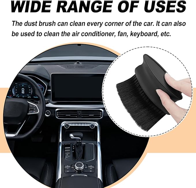 Car Detailing Brush with Ultra Soft Bristles Automotive Interior Cleaning and Dusting Tool for Dashboard Air Vents Leather Computer and Scratch Free Surfaces (Black)