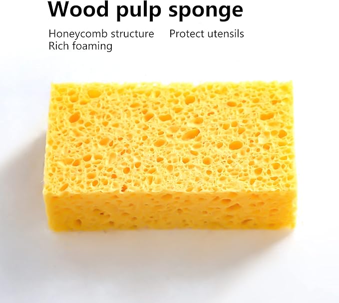 ARCLIBER Cellulose Sponges,Heavy Duty Scrub Kitchen Sponge,Clean Tough Messes Without Scratching Sponges Kitchen(6 Pack, Thick)