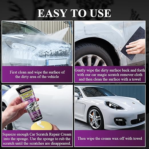 Nano Sparkle Cloth Car Scratch Remover Set,Magic Nano Sparkle Cleaning Cloth Car Scratch Remover,Nano Sparkle Cloth and Car Scratch Repair Paste for Deep Scratch Repair