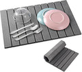 Stone Drying Mat for Kitchen Counter Large, Foldable Quick Dry Diatomaceous Earth Mat for Dishes Bottles Cups, Absorbent Collapsible Stone Dish Drying Mat for Countertop Bathroom 23" x 15.3"