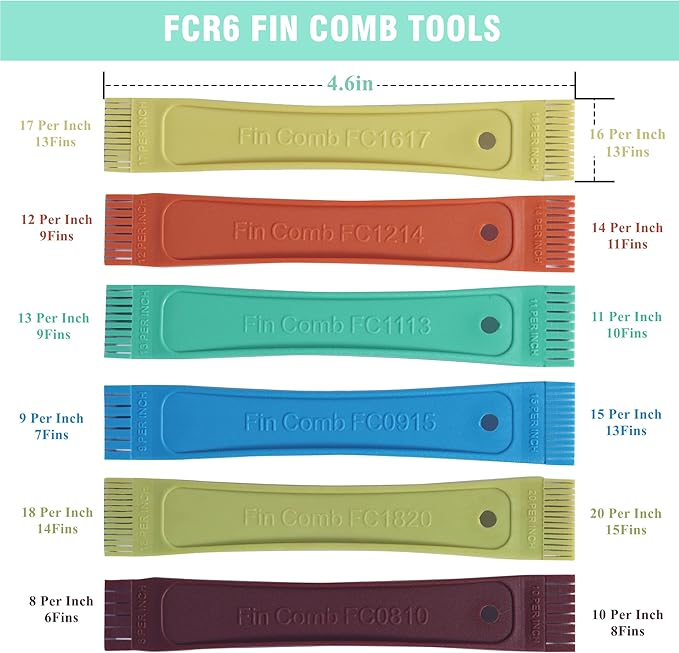10 Pcs Air Conditioner Fin Comb Cleaner kit AC Coil Cleaning Brush 5 Different Fin Combs Condenser Fin Straightener AC Evaporator Comb Radiator Repair Clean Tool