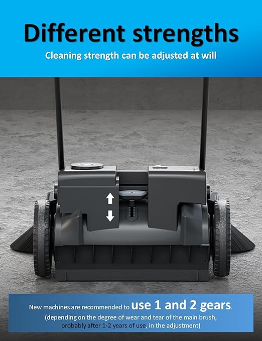 Walk Behind Floor Sweeper Manual,41" Wider Path & 55L Larger Capacity, Industrial and Commercial Sweeper for Rapid Cleaning in Warehouse,Park,Shop,Yard,Farm,Street,and Outdoors Indoors