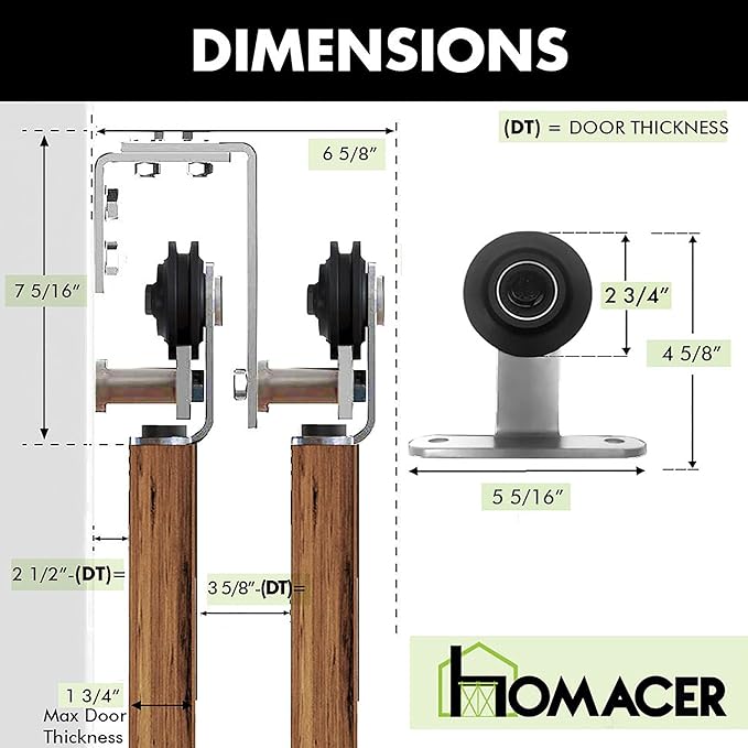 Homacer Brushed Nickel Double Track U-Shape Bypass Sliding Barn Door Hardware Kit, for Four Doors, 7ft Long Flat Track, T-Shape Design Roller