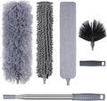 Duster with Extension Pole,Ceiling Fan Cleaner Duster Set of 6, Telescopic Cobweb Feather Duster 100 Inch,Ceiling Fan Duster, House Cleaning Tool Set