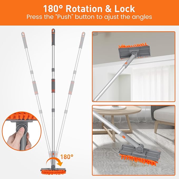 Ceiling Fan Cleaner Duster with 63" Extension Pole, Ceiling Fan Blade Cleaning Tool, Dusters for Cleaning High Ceiling Fan Reusable Chenille Pads for Blind, Baseboard, Wall