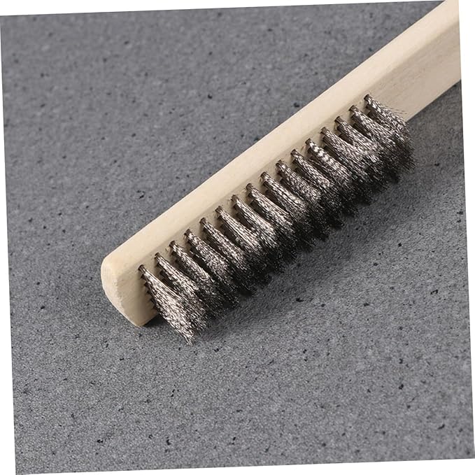 2 Pcs Commercial Scrub Brush Steel Wire for Cleaning Wooden Handle Comfortable Grip Long-Lasting Durability