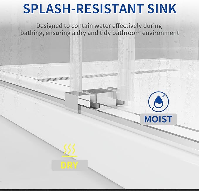 56-60" W x 76" H Double Sliding Frameless Shower Glass Door, 5/16" (8mm) ANSI & SGCC Certified Tempered Glass with Double Nano Coating, Stainless Steel Hardware & Towel Rack (Bright Chrome)