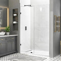24" W x 78" H Frameless Shower Glass Panel, Single Fixed Shower Panel Screen with Clamps, 5/16"(8mm) Clear Tempered Glass, Bathroom Shower Doors Fixed Shower Glass Door Panel in Matte Black