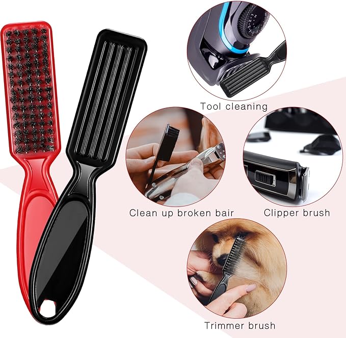 Patelai 12 Pcs Barber Clipper Brush Blade Trimmer Cleaning Brush for Fades Nail Neck Duster Manicure Salon(Black, Red)