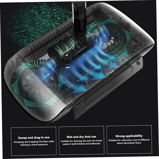Carpet Sweeper Manual Manual Vacuum Sweeper 2 in 1 Hand Push 180 Degree Rotating Sweeping Mop Crumb Vacuum Cleaner Home Cleaning Tool Blue