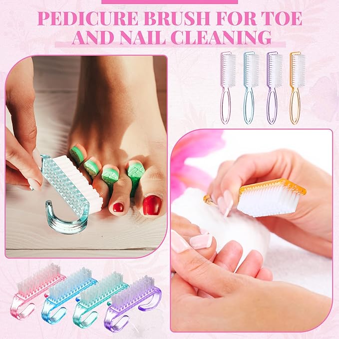 Patelai 24 Pcs Handle Grip Nail Brush Bulk Colorful Nail Scrubber Fingernail Brushes Hand Toes Cleaning Brushes Pedicure Scrubbing Tool for Men and Women, Multicolor Brush