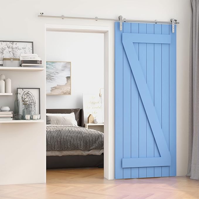 TSMST 5FT Sliding Barn Door Hardware Kit, Stainless Steel Heavy Duty Sturdy Track for Single Wood Door, Slide Smoothly Quietly, Fits 30'' Wide Panel (I Style) I Shape For One Door
