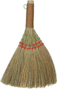 12 Inch Whisk Broom Hand Held, Corn Broom Straw Hand Brooms Handmade Short Handle with Hanger for Indoor & Outdoor Use