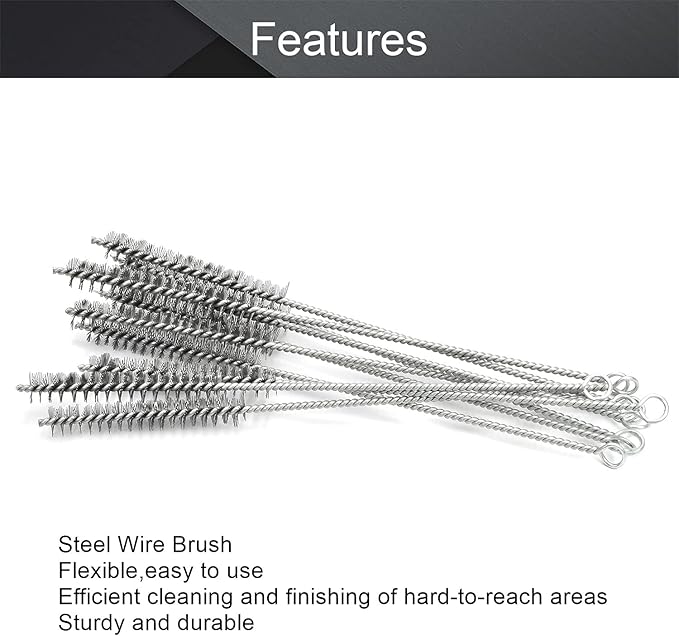 Utoolmart Steel Wire Cleaning Brush, Spiral Power Tube Cleaning Tool, Bottle Brush, 0.6-inch Diameter 12-inch Length, 10pcs