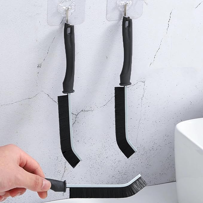 Hard Bristle Crevice Brushes, 4 PCS Bathroom Gap Cleaning Brush,Multifunctional Hand-held Groove Cleaning Brush,Dead Corner Brush for Bathroom Kitchen Tiles,Window Track,Shutter,Door Slots，Black