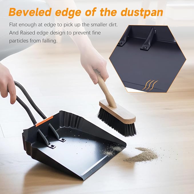 Heavy-Duty Black Metal Dustpan,17",Dust Pan with Handle,Large Dust Pans,Ideal for Industrial/Commercial/Indoor/Outdoor Professional Debris Collection & Home Cleaning (17inch_1PCS)