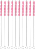 uxcell 10Pcs Drinking Straw Cleaning Brushes, 8" x 2/8" Nylon Bristles Long Straw Brush Pipe Cleaner for Washing Straws Pot Spout, Sippy Cup, Bottle and Tube (Pink)