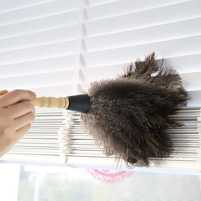 Natural Gray Ostrich Feather Duster,2 Packs,Car Duster Interior/Exterior Cleaner, Cleaning for Blinds Kitchen Keyboard Office, Smart and Soft and Fluffy (Gray)