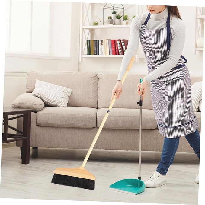 minkissy Indoor Floor Broom Soft Bristle Push Broom Heavy Duty for Carpet Sweeping
