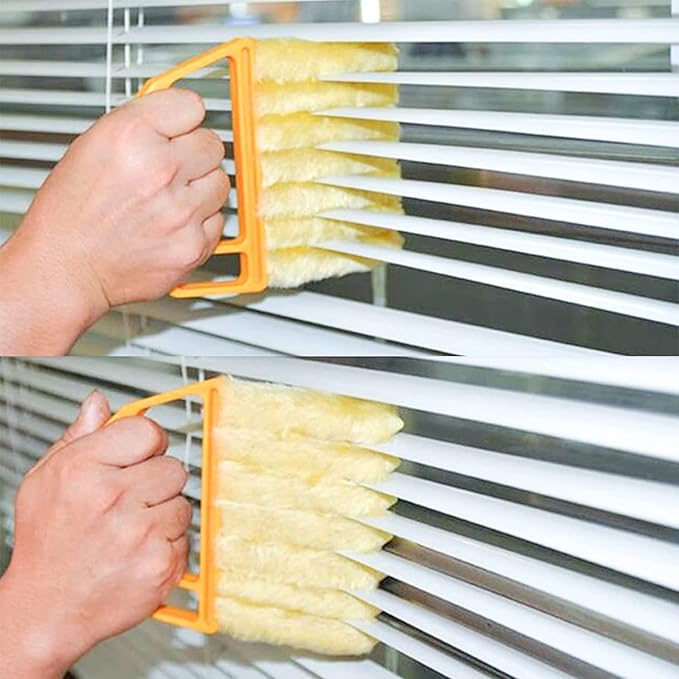2 Pcs Washable Window Blind Cleaner - Hand-Held Mini Duster Brush for Wood Blinds, Venetian Shades & Air Conditioner Duster