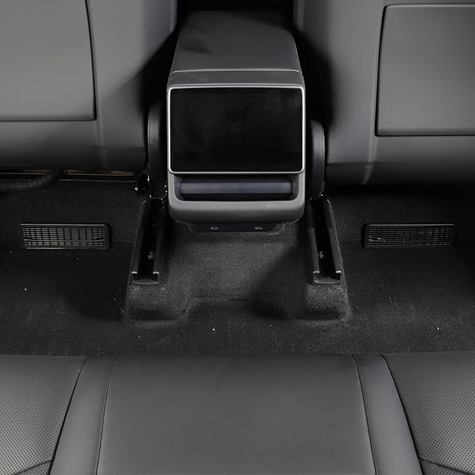 Rear Under-Seat Vent Protector for Tesla Model Y Juniper 2025–2026, ABS Mesh HVAC Air Outlet Guards, Snap-On, Anti-Kick & Debris Block, Left & Right Pair (2PCS), Black + Mini Air Vent Cleaning Brush