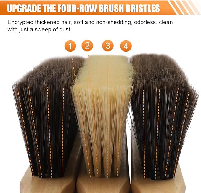 Wooden Auto Interior Dust Brush, Long Handle Car Detailing Brush, Multipurpose Automotive Soft Duster for Dashboard, Workshop, Air Vent, Skylight (Curved Handle)