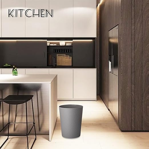 UUJOLY Small Trash Can Wastebasket Garbage Can Container Bins for Bathrooms, Laundry Room, Kitchens, Offices, Kids Rooms, Dorms (Dark Grey, 3 Pack)
