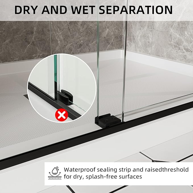 56-60" W x 74" H Frameless Shower Door, Double Sliding Shower Door with 5/16" (8mm) Clear SGCC Tempered Glass, Matte Black Finish Shower Doors, Reversible Installation