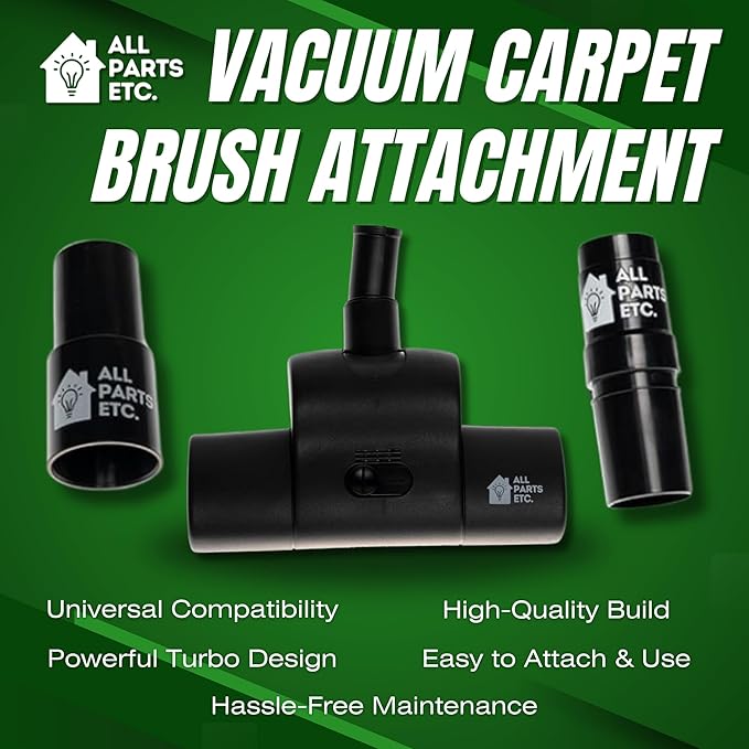 Vacuum Carpet Brush Nozzle Attachment, 1.25” Turbo Floor Brush Accessories, Head for Shop Vac, Bissell, Shark, Oreck, Hoover, Eureka & Central Vacuum (Style May Vary)