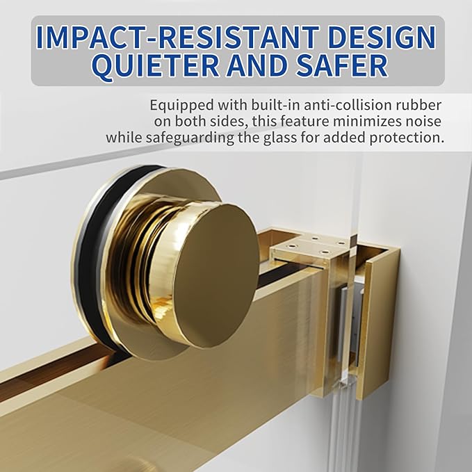 56-60 in. W x 76 in. H Double Sliding Frameless Shower Door, 5/16" (8mm) Tempered Glass with Double Nano Coating, Easy-to-Clean Bathroom Glass Door （Brushed Gold）