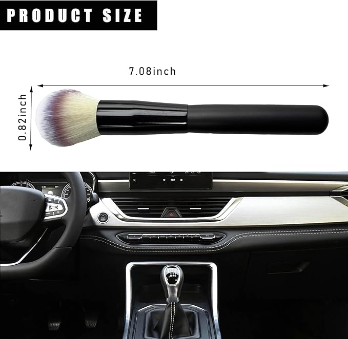 Car Interior Dust Brush, Soft Scratch Free Auto Detailing Brushes, Universal Vehicle Interior Cleaning Tool for Automotive Dashboard, Air Vents, Leather(Long Beige)