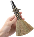 Witch Crystal Altar Broom - Witchcraft Supplies Wiccan Decor Dragon Altar Supplies with Black Obsidian Natural Healing Crystals Reiki Energy Emotional Regulation Wealth Attraction Crafts
