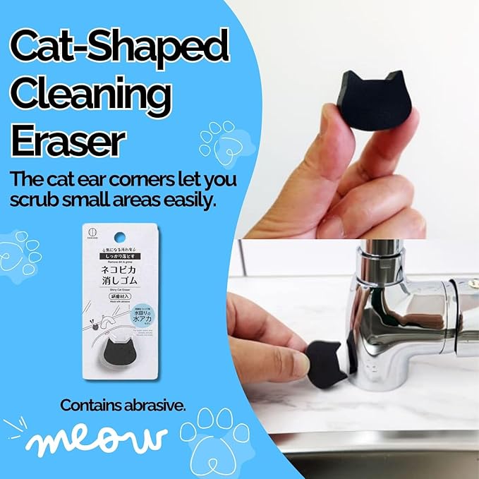 Cute Kawaii Cat-Shaped Sink Sponge, Cleaning Eraser, Melamine Kitchen Sponge(6 Pieces), Microfiber Towels Set
