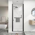 KPUY Pivot Shower Door, 28-30" W x 72" H Frameless Single Swing Glass Shower Door with Explosion-Proof Film Nano Coating, 1/4" (6mm) Thick Tempered Clear Glass, Matte Black