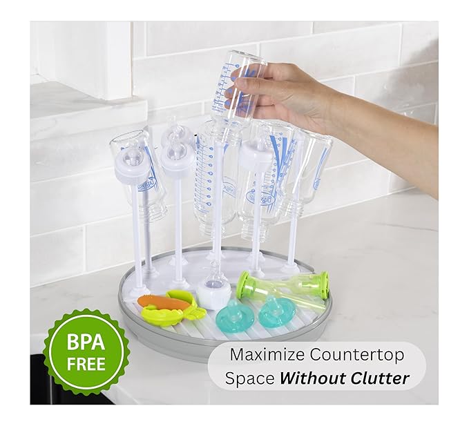 Pequeño Baby Bottle Drying Rack for Countertop – Compact Drying Station for Bottles, Nipples & Pump Parts | Fast-Drying BPA-Free Organizer for Newborn Essentials