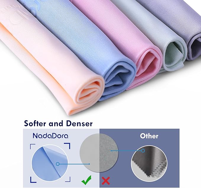 Nadadora Individually Wrapped Premium Microfiber Glasses Cleaning Cloths,20 Pack,Extra Thick,Soft and Dense for Eyeglasses,Sunglasses,Camera,Jewelry,Phone,Lense,Screen,LCD,Reusable and Washable,6"X7"