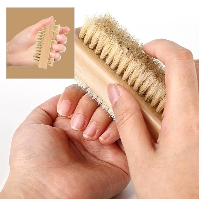 Wooden Nail Cleaning Brush, for Scrubber Hand Fingernails and Toenail As Well As (Pumice) Ankle Exfoliation (2 Pack)