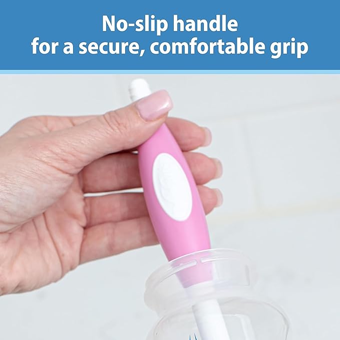 Dr. Brown's Soft Touch No Scratch Baby Bottle Cleaning Brush, Nipple Cleaner and Suction Cup Base for Easy Storage, BPA-Free, Pink, 4-Pack