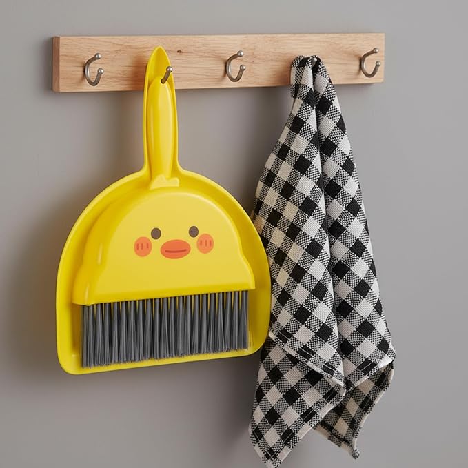 Small Dustpan and Brush Set Yellow Small Hand Broom and Dustpan Set, Mini Dust Pan Brush Sets, Cute Mini Hand Broom Portable for Home Cleaning Drawers Desktop Sofas Pet Areas Guinea Pig Cages