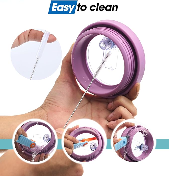 30oz Flip Straw Leak Proof Lid for Stanley Quencher,30 oz Tumbler Lid Replacement for Stanley Cup Accessories,No Spill Silicone Tumbler Lids with Cleaning Brush Set (Lilac)
