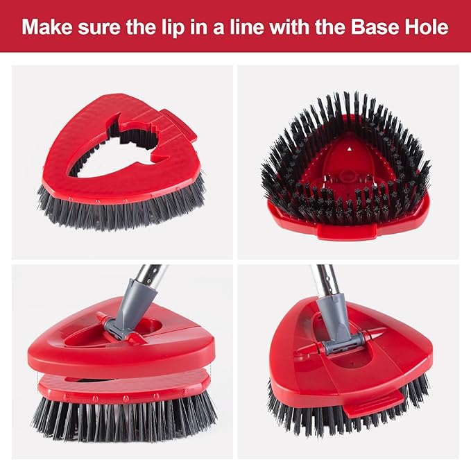 Spin Mop Scrub Brush with Mop Head Base Compatible for O Cedar EasyWring 1-Tank System, Floor Scrubber Mop Head Replacement Cleaning Brush for Bathroom, Kitchen, Tub and Tile, Spin Mop Attachments