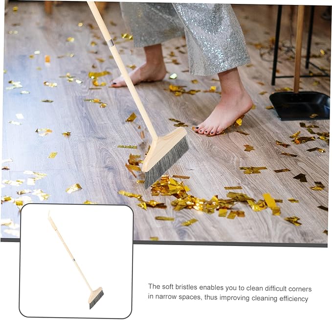 Soft Bristle Broom Long Handle Detachable Floor Cleaning Broom for Home and Kitchen Anti-Static Dust Sweeping Brush for Indoor and Outdoor Use