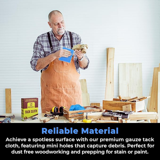 Eshazu Premium Tack Cloth Pack of 06 – Professional Grade Dust and Particle Remover for Woodworking and Painting – Tack Rags for Surface Cleaning – Silicone & Wax Free, Anti-Static