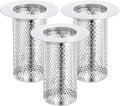 uxcell 2 Pack Shower Drain Strainer, 3.1" x 2.5" Stainless Steel Floor Drain Strainer Deep Sink Hair Catcher for Kitchen Bathroom Balcony Floor Drain, Fit Hole Size from 1.57" to 2.36"