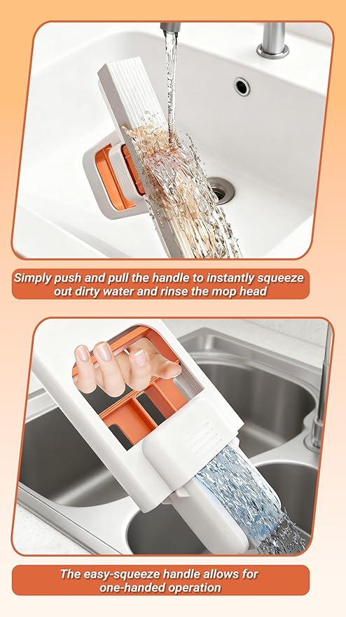 Mini Mop for Small Spaces, Foldable Self-Squeeze & Self-Wringing Wet Dry Sponge Mop, Portable Black Cleaning Small Mop for Desktop, Kitchen Counter, Bathroom Tile, Glass