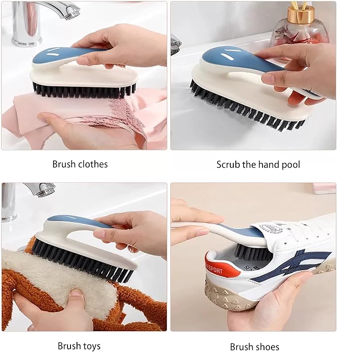 2 Pack Laundry Scrub Brush Cleaning Tool, Stain Remover Brush, Soft Bristle Scrub Cleaning Brush for Clothes, Carpet, Bathroom, Kitchen, Shoes and More (Blue)