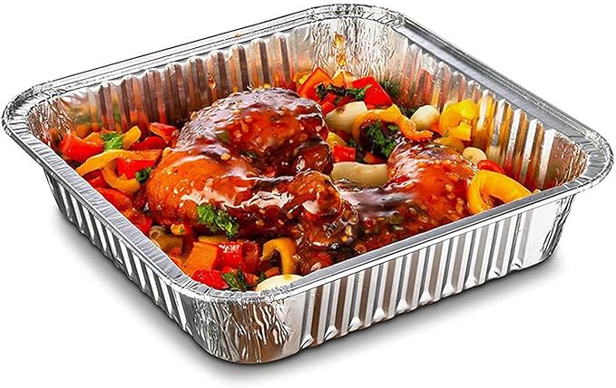 10pack- 8 x 8 Aluminum foil Pans Disposable Heavy Duty Square baking Cake Pan, Cooking Tins Homemade Breads Oven Pan, Baking cake Roasting Pans