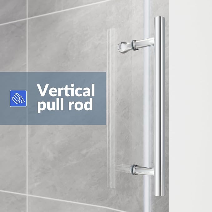 SUNNY SHOWER Frameless Shower Door 48" W x 76" H, Single Sliding Shower Glass Door, 5/16" Tempered Glass, Bathroom Sliding Door in Chrome Finish