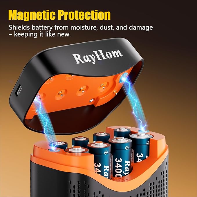 8Pack Rechargeable Lithium Batteries with Charger, 4 AA 3400mWh & 4 AAA 1100mWh 1.5V Lithium Battery Set, Fast Battery Charger Storage Case