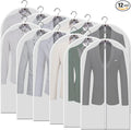 Hanging Garment Bags 12 Piece Set - 40 Inch Translucent Dust Proof Clothes Bag White Breathable Full Zipper Dust Cover for SuitTops Shirts Sports Jackets.